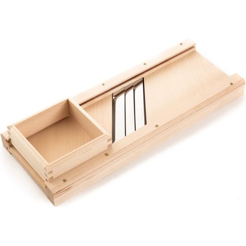 Ribnican Kitchen Grande Mandoline De Cuisine Pour Couper Les Herbes Et Les Légumes + Chariot Mobile,Mandoline Pour Choucroute,Chou Roux Et Salade De Chou,Bois De Hêtre,40 Cm De Long(40 X 15 Cm)
