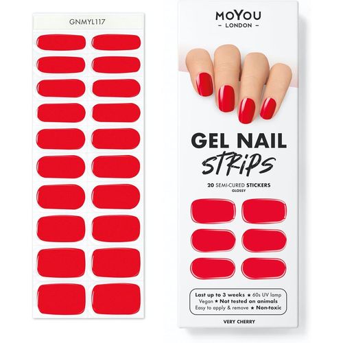 London Autocollants Auto-Adhésifs Pour Ongles En Gel Semi-Durci,Lampe Uv/Led Requise,20 Enveloppes De Vernis À Ongles En Gel,Autocollants Pour Nail Art-Very Cherry 