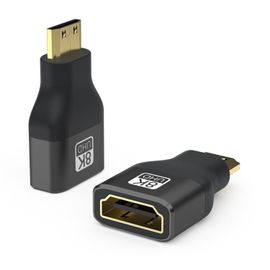 2 Pièces Adaptateur Mini Hdmi Vers Hdmi,Aluminium Câble De Couplage Connecteur 8K@60Hz,4K@120Hz Arc Hdr10+ Dolby Vision 3D Vrr Allm Hdcp