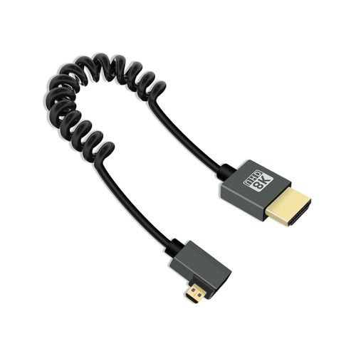 Câble Hdmi À Micro Hdmi Enroulé De 2.2 Pieds,Câble Hdmi À Micro Hdmi En Spirale,Câble Court 2.1 8K@60Hz 48Gbps Pour Appareil Photo/Caméscope/Hdtv/Tablette(Droite