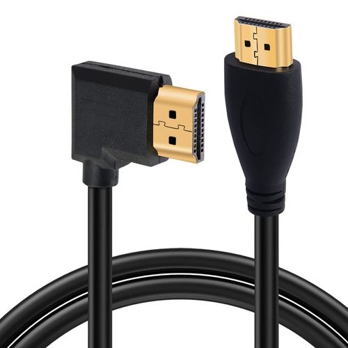 Câble Hdmi 4K 1.4,Câble Hdmi Mâle Vers Mâle À Angle Droit 4K @ 30 Hz,Connecteur Plaqué Or,Prise En Charge Arc,3D,Ethernet,Pour Tv Hd,Lactop,Pc,Projecteur-Noir(1 M)(Droit/Droit)