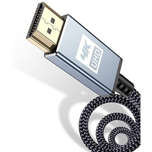 Câble Hdmi 4K 8M,Câble Hdmi 2.0 Haute Vitesse Par Ethernet En Nylon Tressé Supporte 4K@60Hz 2K@144Hz 3D/Hdr Retour Audio-Cordon Hdmi Pour Lecteur Blu-Ray/ Ps3/Ps4/ Tv 4K Ultra Hd/Ecran(Gris)