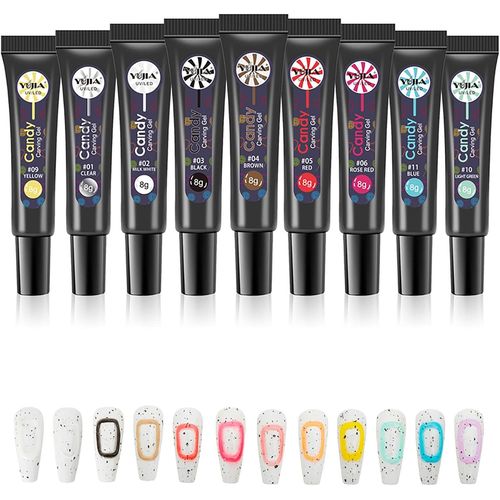 12 Couleurs Gel 3d Nail Art,Solide Gel Colle Pour Faux Ongles Clair Solid Nail Glue Gel Sculpture Builder Gel Pour Decoration Ongles Nail Art,Non-Stick,8 Ml 