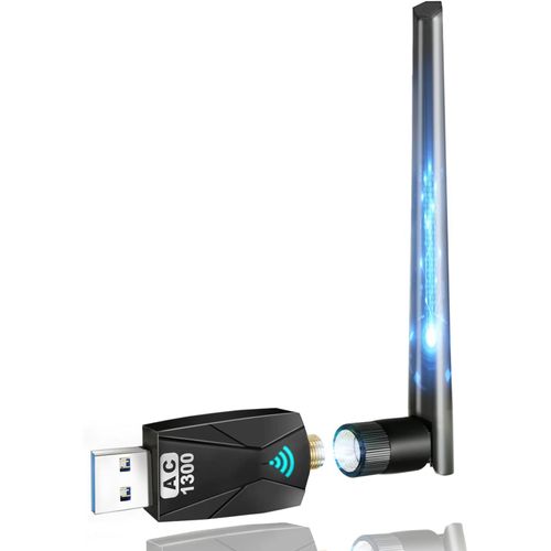 Clé Wifi Puissante Ac1300 Mbps,Carte Wifi Usb,Dongle Wifi,Usb 3.0 Double Bande,2.4G / 5Ghz,Mu-Mimo,Compatible Avec Windows 11/10/8.1/8/7/Xp,Mac Os X,Archer T3U