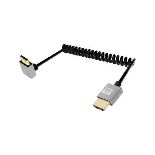 Câble Hdmi Mini Coilé De 2.2 Pieds,90 Degrés,Câble Hdmi À Mini Hdmi Court,Câble Hdmi 2.0 En Spirale De Printemps 4K@120Hz 18Gbps Pour Appareil Photo/Caméscope/Hdtv/Tablette