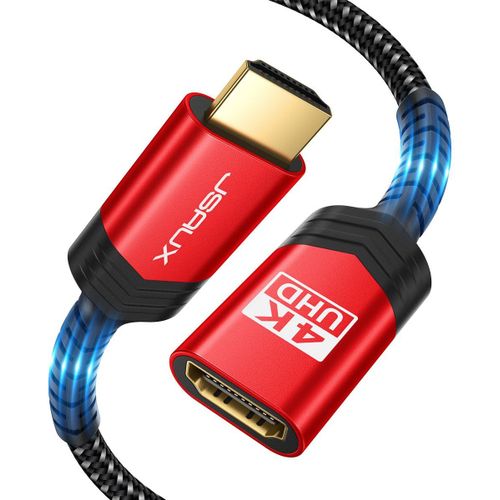 Câble D'Extension Hdmi,Mâle Vers Femelle,Rallonge En Nylon Tressé,Adaptateur Hdmi 2.0 Prise En Charge 4K@60 Hz,3D,Hdr,Full Hd,Arc,Ethernet Compatible Tv,Ps4/3(1M) Rouge