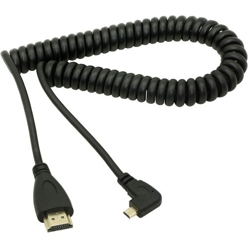 Câble Hdmi Mâle Vers Micro Hdmi Coudé À Gauche,Adaptateur Convertisseur Hdmi Mâle Vers Hdmi Mâle Plaqué Or,Câble Spiralé,Prise En Charge 2K 4K(30 Hz),Retour Audio(Micro Hdmi Angle Gauche)