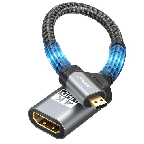 Adaptateur Micro Hdmi Vers Hdmi,Connecteur Micro Hdmi Mâle Vers Connecteur Hdmi Femelle,Câble Adaptateur 4K@60Hz 18Gbps,Compatible Avec Nikon Zfc/Gopro Hero/Raspberry Pi 4/Sony-Gris