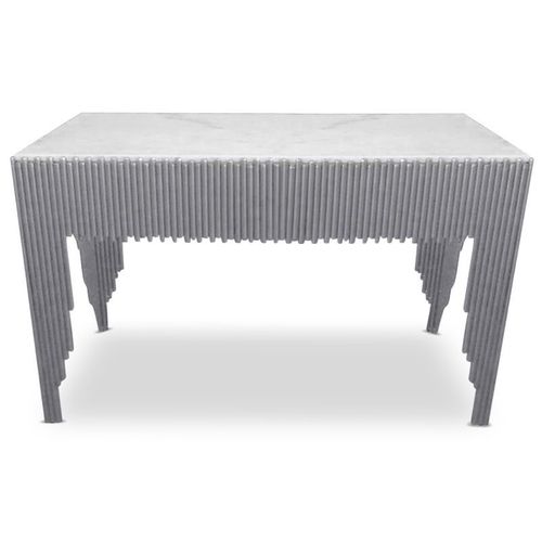 Paris Prix - Console En Marbre "Zane" 106cm Blanc & Argent