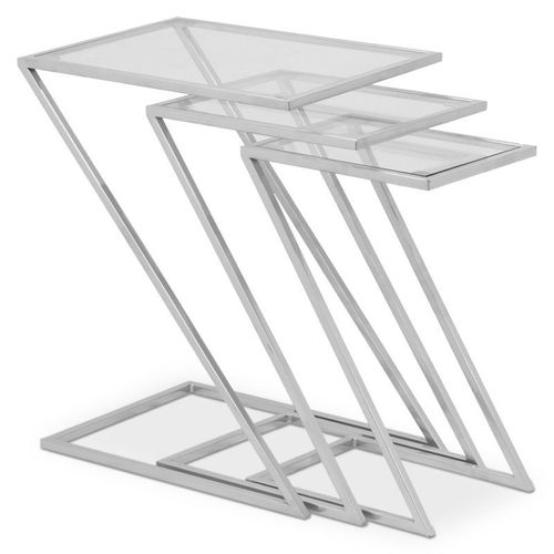 Lot De 3 Tables Basses Design "Evao" 60cm Argent