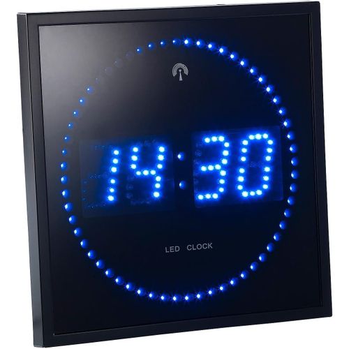 Horloge Digitale Murale Radiopilotée Avec 170 Led-Bleu