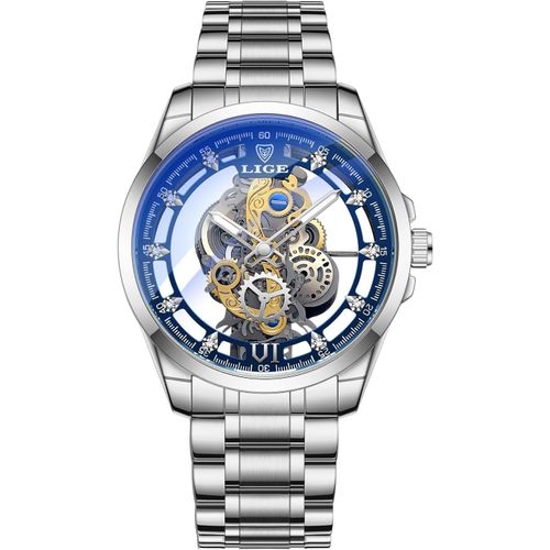 Montre Homme 3atm Étanch Acier Inoxydable Analogique Quartz Sport Chronographe Classique Bracelet Montres,Cadeaux Pour Hommes