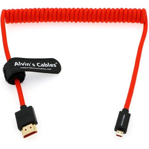 8K 2.1 Micro-Hdmi Vers Full Hdmi Câble Spiralé Tressé Pour Atomos-Ninja-V 4K-60P Record 48Gbps Hdmi Pour Canon-R5C,R5,R6(18 À 28'')