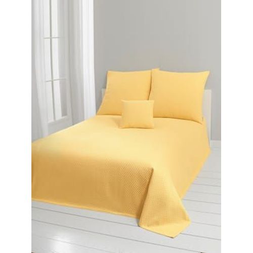 Plaid Tissé En Relief - - Jaune Pastel
