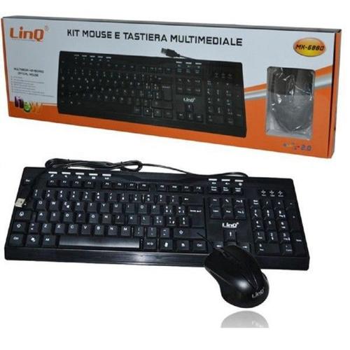 KIT CLAVIER MULTIMEDIA 113 TOUCHES + SOURIS USB 1200DPI NOIR MK-6880