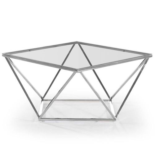 Paris Prix - Table Basse Design En Verre "Luna" 80cm Argent