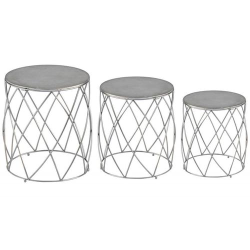 Paris Prix - Lot De 3 Tabourets Design "Ammy" 51cm Argent