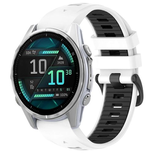 Boucle En Acier À Dégagement Rapide Bicolore 20mm Bracelet De Montre En Silicone Pour Garmin Fenix 8 Amoled 43mm