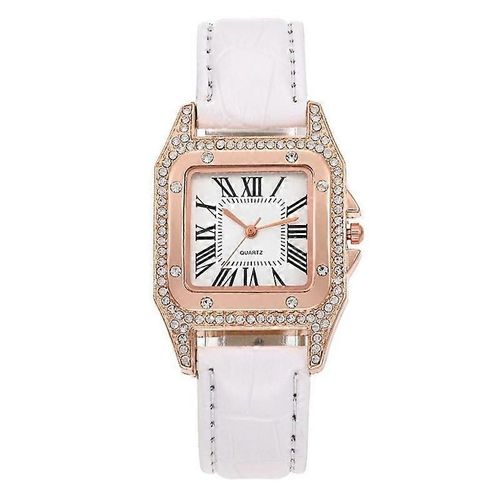 Montre À Quartz À Bracelet Carré Tonneau Femme, Couleur: Blanc