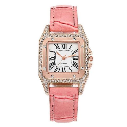 Montre À Quartz À Bracelet Carré Tonneau Femme, Couleur: Rose