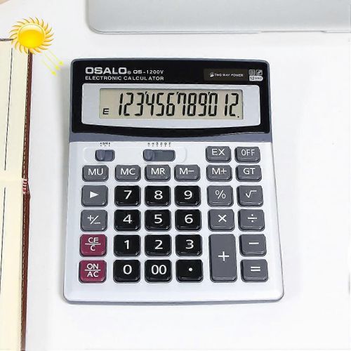 OSALO OS-1200V 12 chiffres Calculatrice de bureau Énergie solaire Calculatrice à double puissance