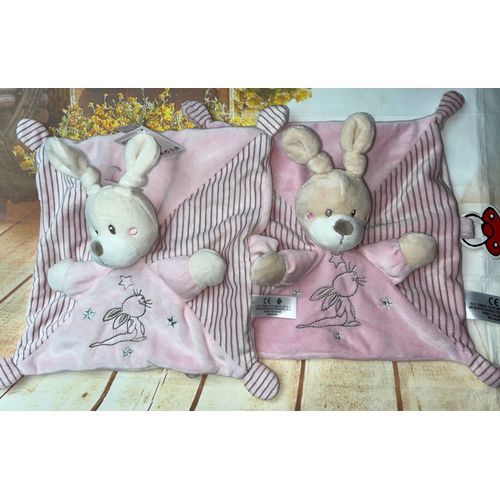 Doudou Lapin Rose Argent Kiabi Lapinou Lot De Deux Doudous Jouets Bebe Peluches Naissance Porte Tetines Soft Toy Pink Bunny Baby