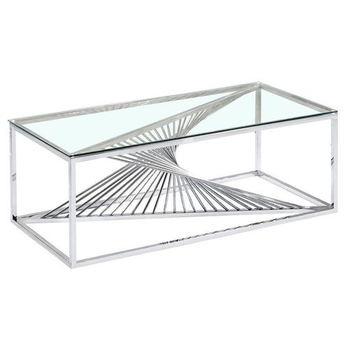 Paris Prix - Table Basse Design En Verre "Tanya" 120cm Argent