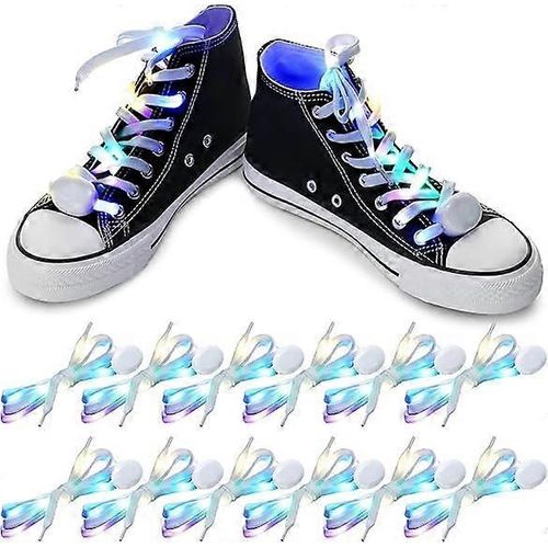 6 Paires De Lacets Led Lacets Lumineux Lacets Clignotants Lacets De Chaussures Boucles De Chaussures Lacets Lumineux En Nylon Hip Hop Dance Party Cadeaux, Blanc