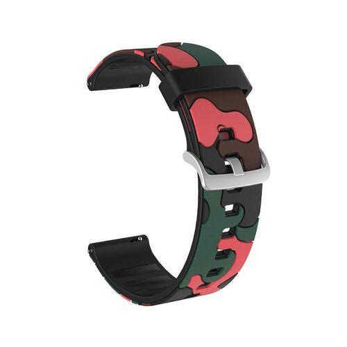 20 Mm Pour Amazfit Gtr 42 Mm Bracelet De Montre En Silicone Camouflage Avec Boucle Argentée