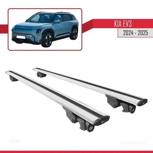 Compatible Avec Kia Ev3 2024-2025 Hook Model Barres De Toit Railing Porte-Bagages De Voiture Gris Alu 2 Barres