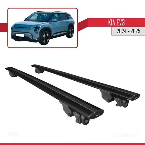 Compatible Avec Kia Ev3 2024-2025 Hook Model Barres De Toit Railing Porte-Bagages De Voiture Noir Alu 2 Barres