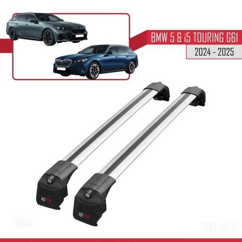 Compatible Avec Bmw 5 Series I5 G61 Touring 2024-2025 Ace-2 Barres De Toit Railing Porte-Bagages De Voiture Gris Alu 2 Barres