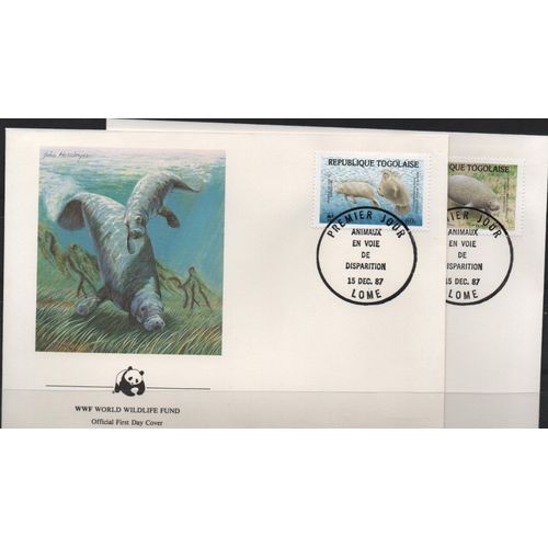 Togo Timbres Animaux Les Lamantins 1987 4 Fdc