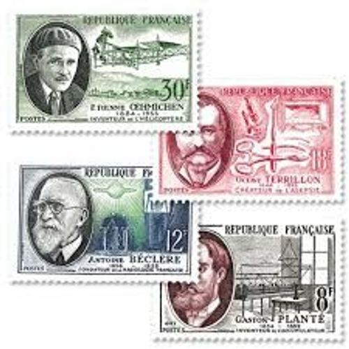 Savants Et Inventeurs : Gaston Planté-Antoine Béclère-Octave Terrillon-Etienne Oehmochon Série Complète Année 1957 N° 1095 1096 1097 1098 Yvert Et Tellier Luxe