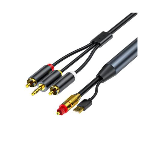 Câble de Conversion Audio NuméRique Vers Analogique 2RCA + Câble Audio StéRéO Jack 3,5 Mm pour HDTV, DVD, Casque (4,9 Pieds)