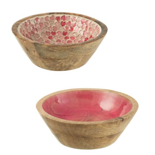 Lot De 2 Petits Bols En Bois De Manguier Intérieur Rose