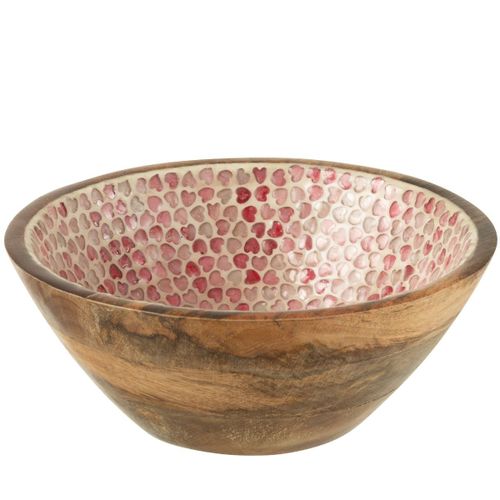 Saladier En Bois De Manguier Avec Intérieur Coeurs Rose