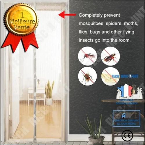Td® Moustiquaire Pour Porte Magnétique En Polyester 110 X 210 Cm Blanc