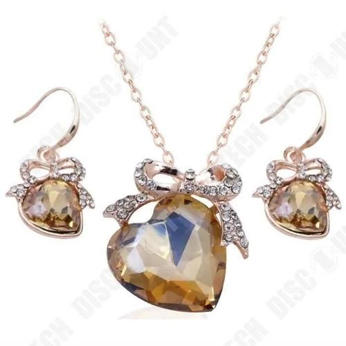 Ensemble De Bijoux - Non Spécifié - Coeur - Or Rose - Cristal - 2 Pièces