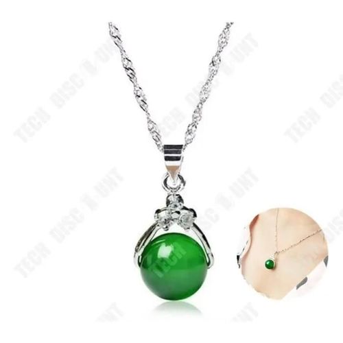 Td® Collier Avec Pendentif En Pierre Roulé D'agate De Couleur Verte Pendentif Bijoux Élégant Cadeau Pour Femme