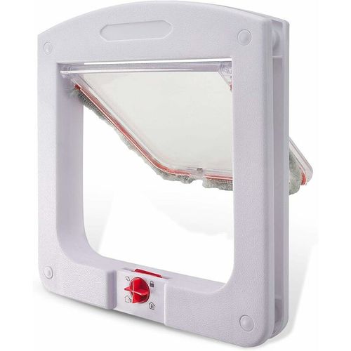 Chatière Pour Chat Chiens Petit Chatière Porte Puce 4 Voies Verrouillable Facile À Installer Blanc