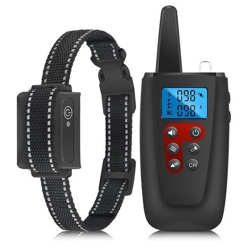 2 En 1 Collier De Dressage Pour Chien 1000 Metre - Collier Anti Aboiement Avec Telecommande Recepteur, Ip67 Etanche Et Rechargeable