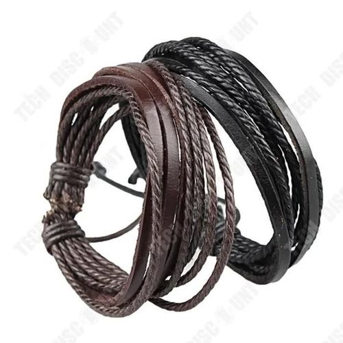Td® Bracelet En Cuir Tressé 2 Pièces Taille Réglable Personnalisé Et Élégant Cadeau D'anniversaire Pour La Saint-Valentin