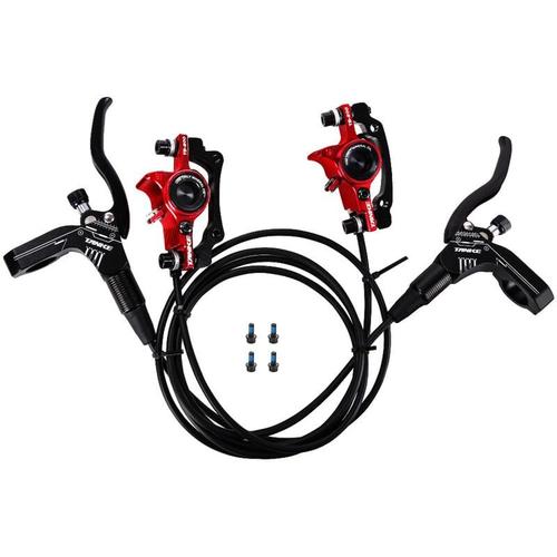 Freins À Disque Hydrauliques De Vélo Ensemble D'étriers Avant Arrière Pour Vtt Vtt Kit De Levier De Frein Gauche Droite Avec Rotor À Disque De 160 Mm (Rouge, Avant Gauche Et Arrière Droit)