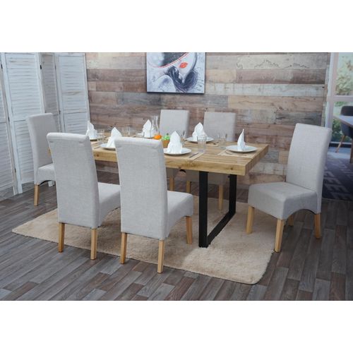 Lot De 6 Chaises De Salle À Manger Latina, Chaise De Cuisine, Tissu/Textile   Crème Beige, Pieds Clairs