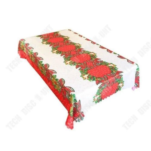 Td® Nappe De Table Rectangulaire Noël Décoration Table Maison Anti-Tâche En Lin Pour Cuisine Salle 150*180 Cm Rouge Et Blanc
