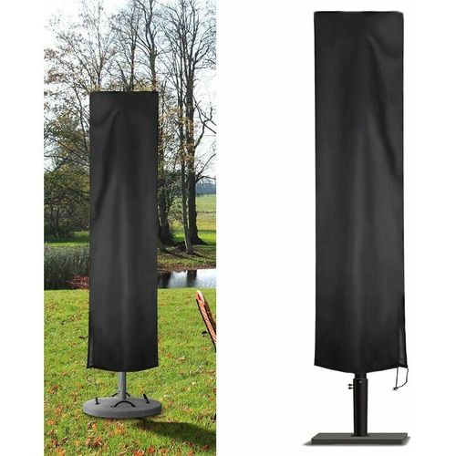 Housse Parasol Déporté Jardin En 210d Oxford Imperméable Couverture Pour Parasol Jardin Housse De Protection Parasol Déporté Anti-Uv Poussière Pluie Vent 240x57x57cm Noir