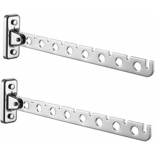 Lot de 2 Etendoir Mural Rabattable en Acier Inoxydable Sechoir Linge Mural Rabattable Accroche Murale Vetement Etendoir Mural Pliable Crochet Cintre pour Chambre Salon Balcon