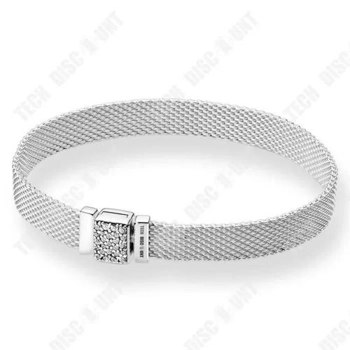 Td® S925 Bracelet En Argent Sterling Femmes Simple Chaîne De Montre En Zircon Série R Brillant Chaîne Boucle Chaîne Anneau Ins Style