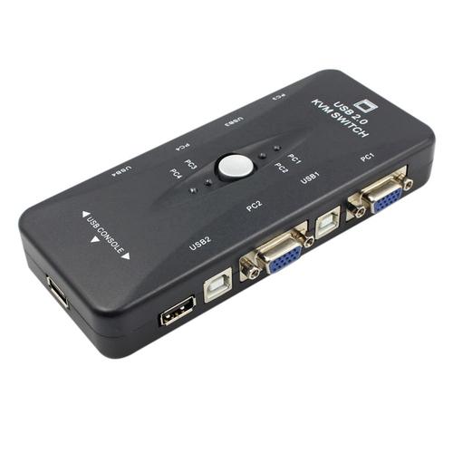 Un pour Quatre 4 Ports USB 2.0 KVM Switch Box + 4 Câbles KVM Clavier Moniteur VGA SVGA PC Ordinateur Portable